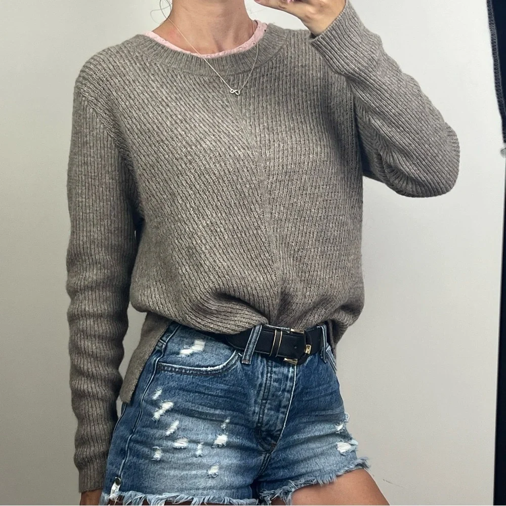 Merino Essentials Womens Jumper Sweater Knit Brown Merino Wool Blend Size S 8/10 - Picture 2 of 12